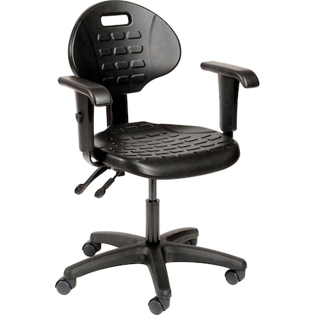 Global Industrial Interion Polyurethane Task Chair with Adjustable Arms, Black 250628A